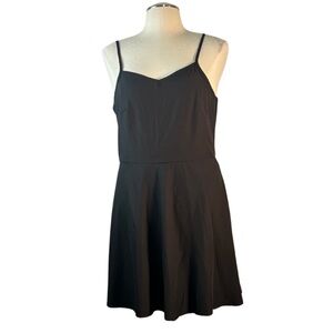 New Black Cami Mini Dress Spaghetti Straps Chick Minimalist Y2K Staple Goth L